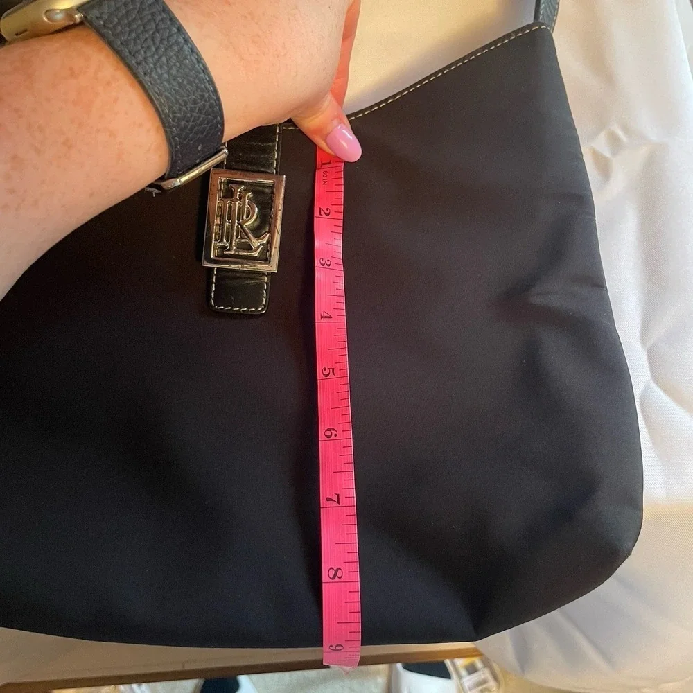 Lauren Ralph Lauren LRL Black Nylon Shoulder Bag Hobo Purse Shoulder Bag